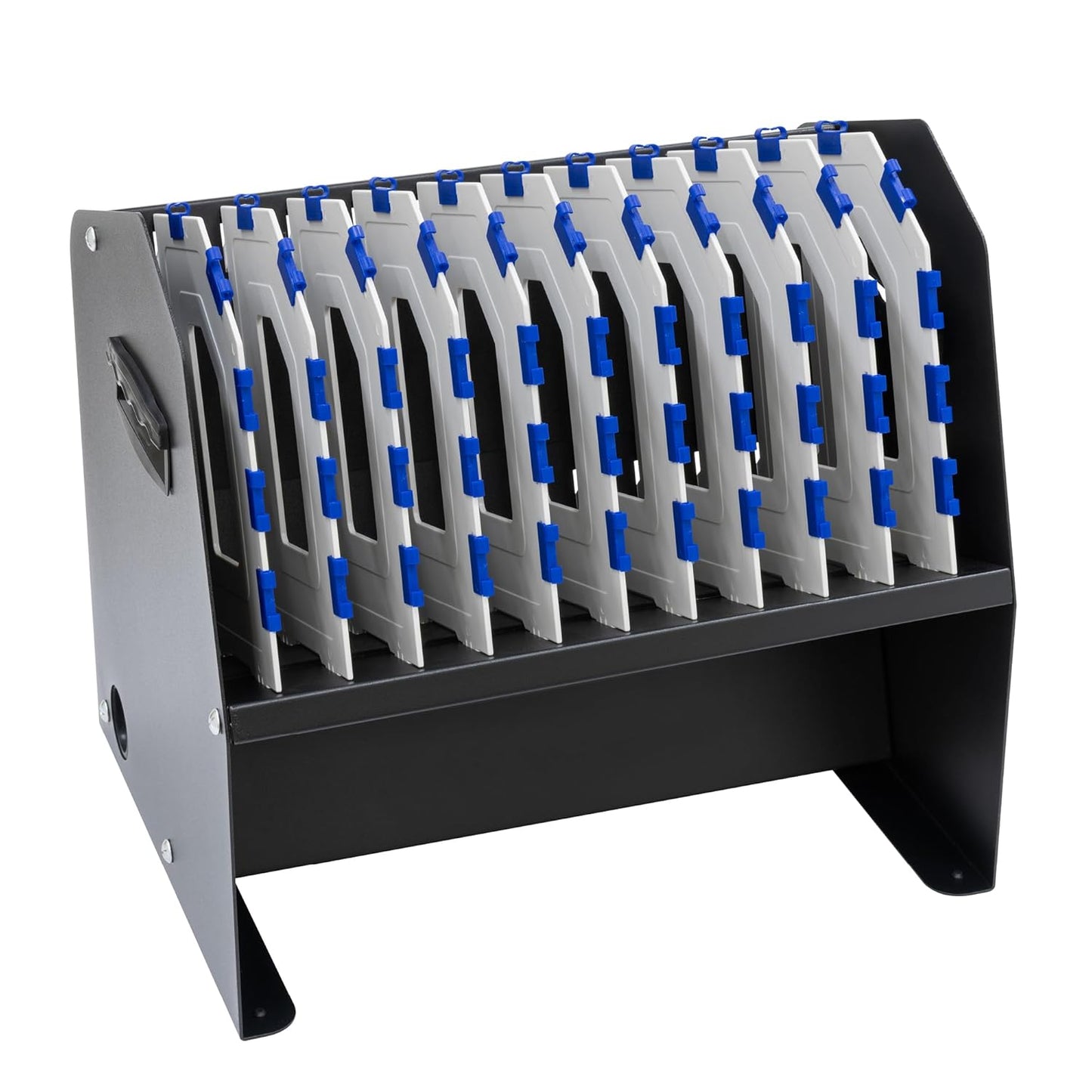 Pearington 10-Device USB Laptop Charging Station for Classroom, Home, or Office, Includes 6 AC Outlets & 4 USB Ports, Store Laptops, Tablets & E-Readers up to 1.4" Thick, 17" x 13" x 16"
