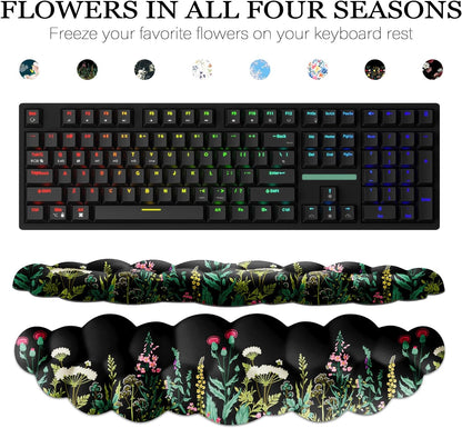 JIKIOU Upgrade Leather Cloud Keyboard Wrist Rest, Cloud Wrist Rest with Non-Slip PU Base, Comfortable Memory Foam Wrist Rest for Computer Laptop Mac Gaming Office and Pain Relief Christmas Wish Gift