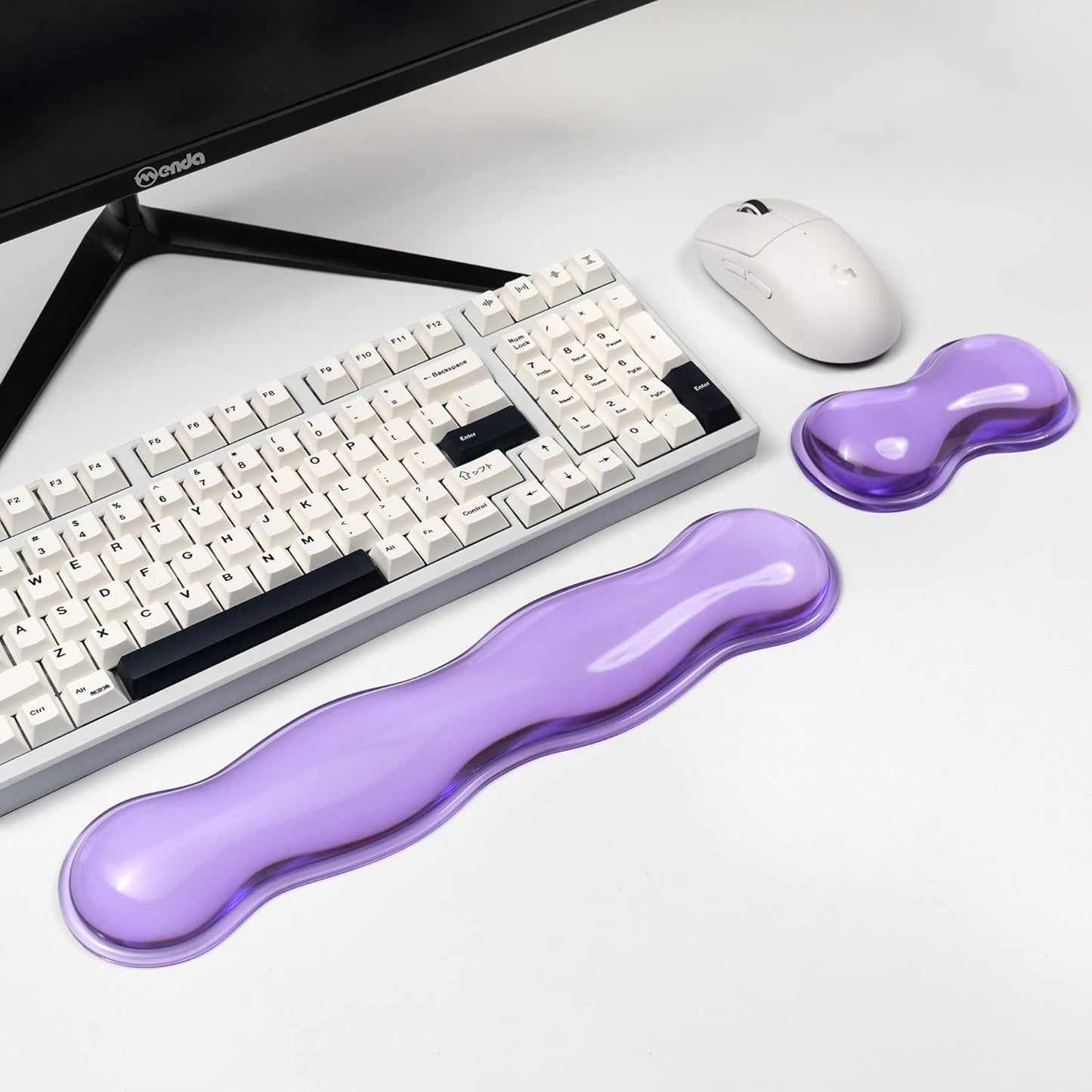 Clear Gel Wrist Rest for Keyboard and Mouse, Green Silicone Mouse Wrist Rest Set, Cute Ergonomic Wrist Rest for Keyboard 60%/75%(Green)