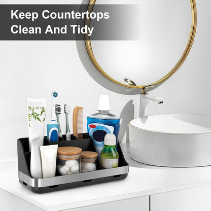 GFWARE Bathroom Organizers and Storage - Detachable 7 Slots Kids Electric Toothbrush and Toothpaste Holde Drainage for Bathroom Accessories Organization Counter Vanity Storage
