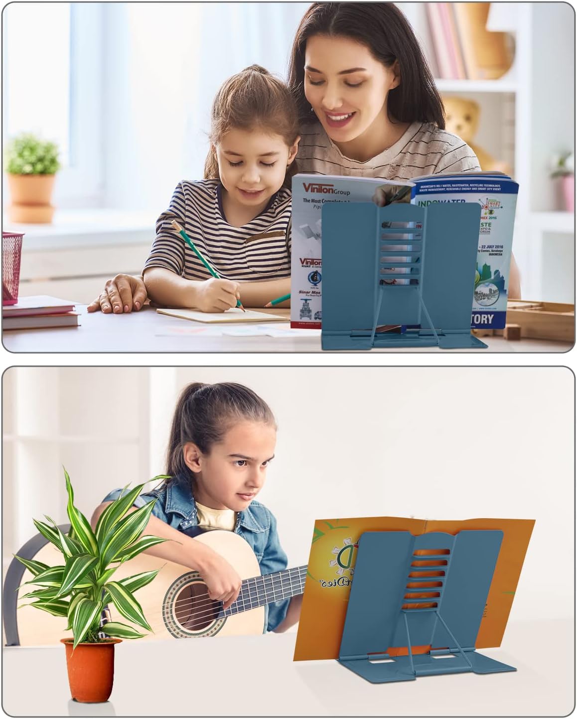 MSDADA Desk Book Stand Metal Reading Rest Book Holder Adjustable Cookbook Documents Holder for Recipes Textbooks Tablet Music Books, Mom Gifts, Gifts for Grandma Mom Mothers Day(Light Purple)