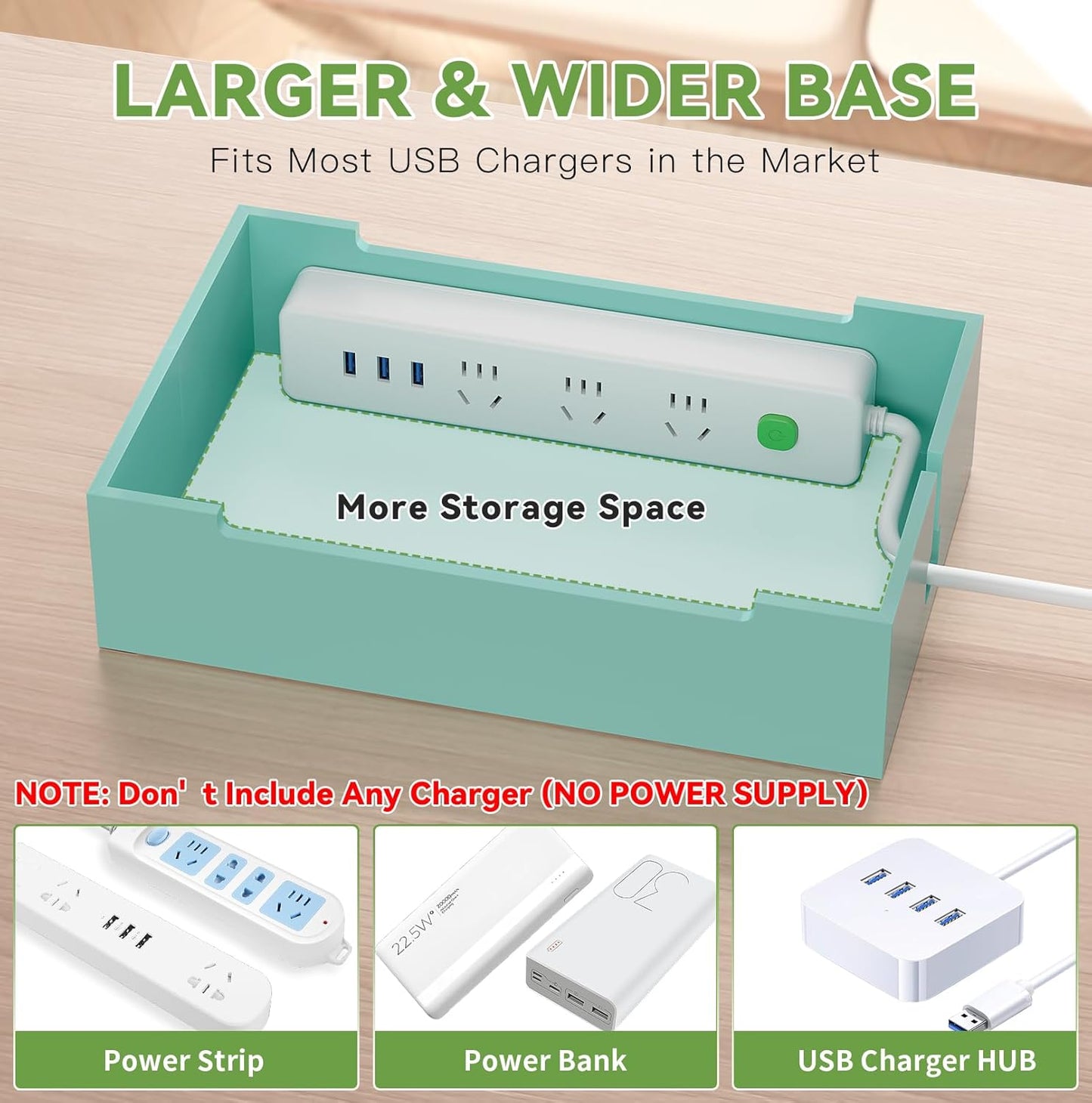 Pezin & Hulin Bamboo Charging Station for Multiple Devices, USB Charger Dock Organizer, with Power Supply (10 Ports HUB), 6 Cables, Cable Management Organizer for Cell Phones, Tablets -Natural+White