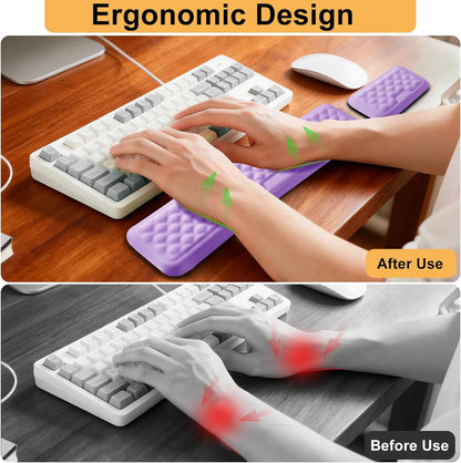 Keyboard Wrist Rest Mouse Wrist Support, Memory Foam Wrist Rest Pad for Computer Laptop, Ergonomic Wrist Cushion Support for Typing Pain Relief, Gaming Home Office, Pink