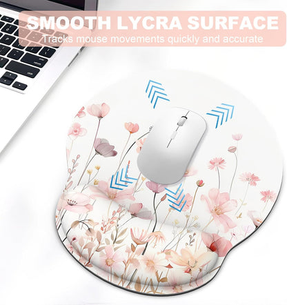 Ergonomic Mouse Pad with Wrist Rest and Keyboard Wrist Rest, Memory Foam Wrist Rest for Computer Keyboard, Easy Typing, Pain Relief, Mouse Pad Wrist Support for Gaming,Office, Laptop, Black Flower