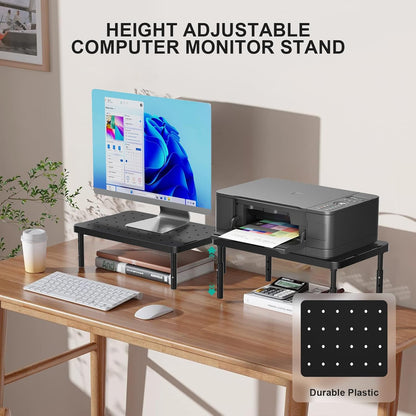 WALI Computer Monitor Stand with Storage, Desk Monitor Riser 3 Height Adjustable, Laptop Riser with Airflow Vents, Desk Organizer for Computer, Laptop, Printer (PTT002-B), 1 Pack, Black