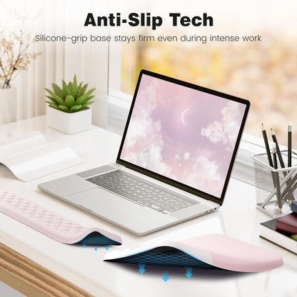 Ospelelf Mouse Pad with Wrist Rest and Keyboard Wrist Rest, Ergonomic Wrist Rest for Computer, Office, Gaming, Pink