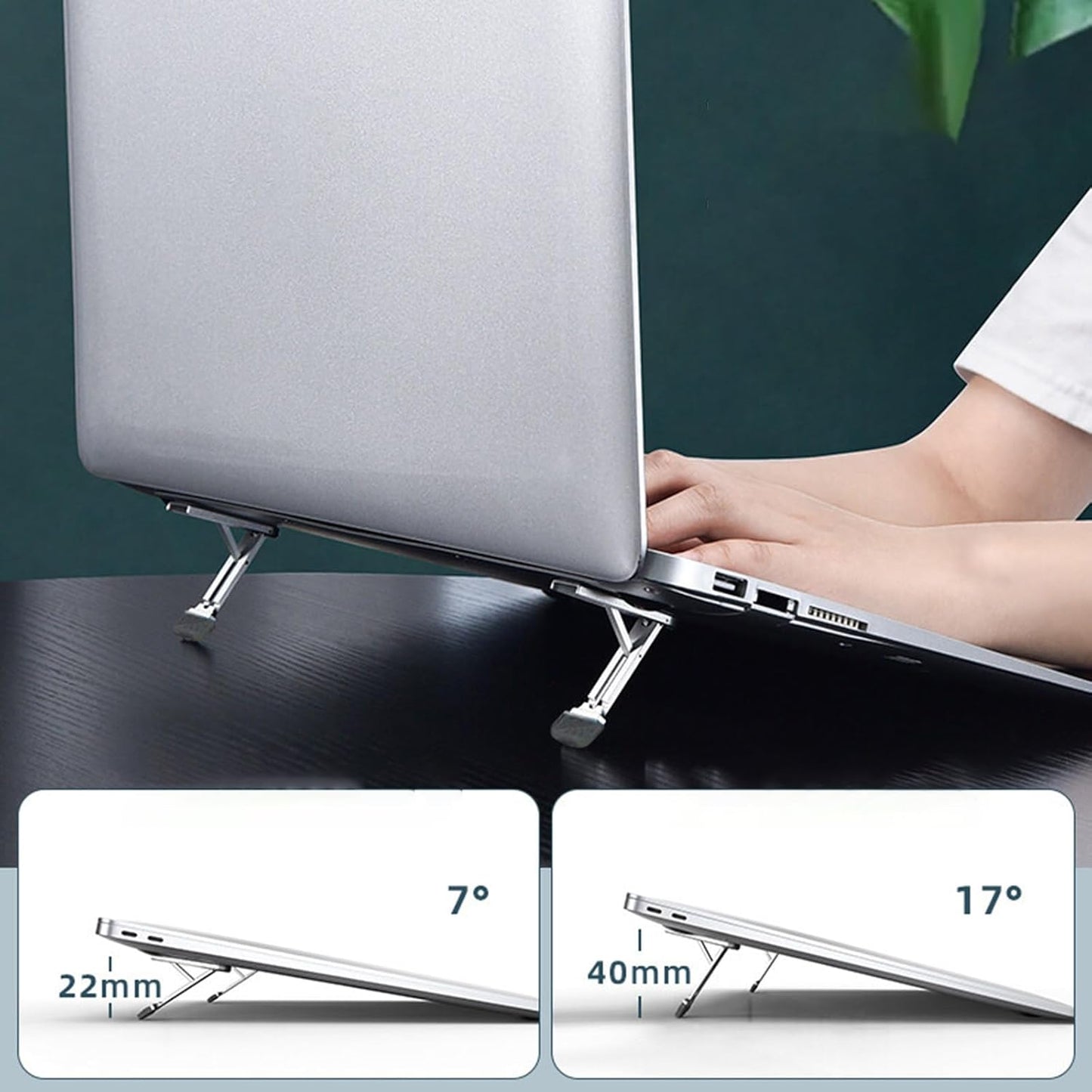 Aluminum Portable Foldable Laptop Stand Invisible Cooling Risers Adjustable Heights Aluminum Laptop