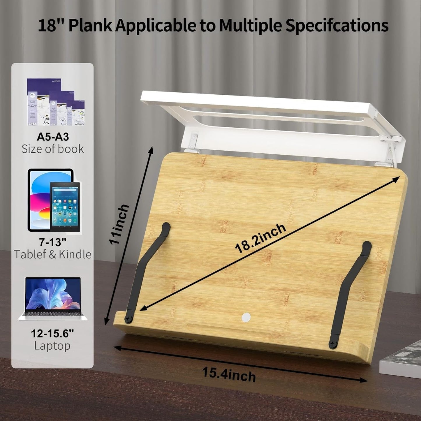 Boyanda Book Stand for Reading – Adjustable & Foldable Book Holder with High CRI 90+ No-Flicker, Eye-Caring LED Light | Anti-Blue Light & Anti-Glare | Hands-Free for Textbooks, Bibles, and Study