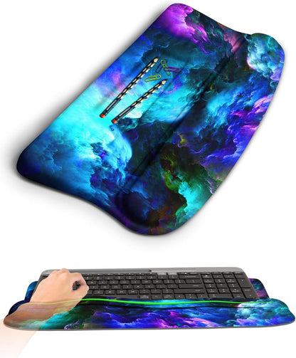 Ergonomic Wave Wrist Rest with Keyboard Stand, Cushioned Palm Rest, Comfortable Integrated Memory Foam for Natural Typing and Relieve Wrist Pain, Dark Night Black