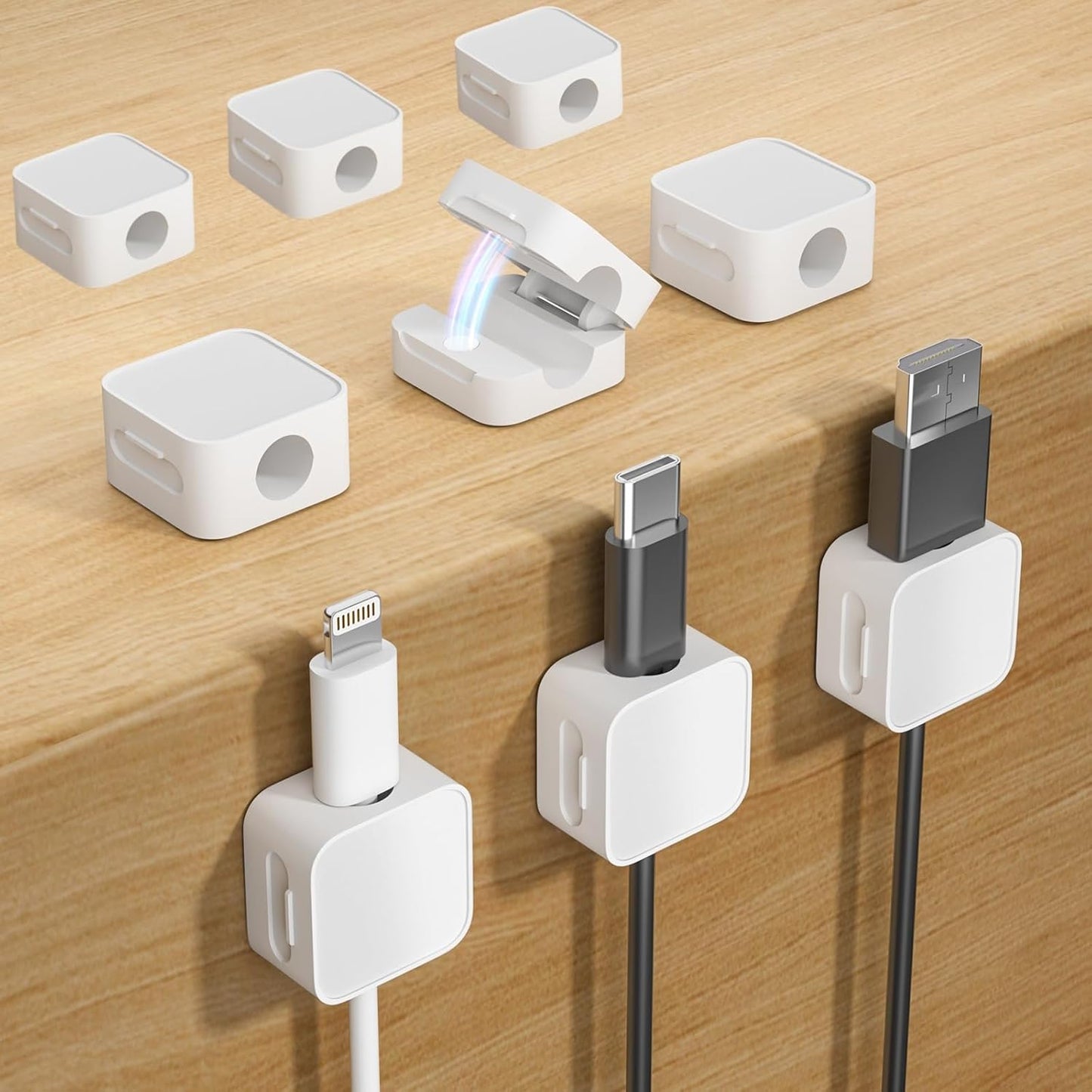 12 Black Magnetic Cable Clips,Under Desk Cable Management,Cord Holder for Nightstand Home Office Car Phone Wall,2025 Adhesive Cord Organizer[0.45" in Ht Save Space/Versatile for Wire Up to 0.27" OD]