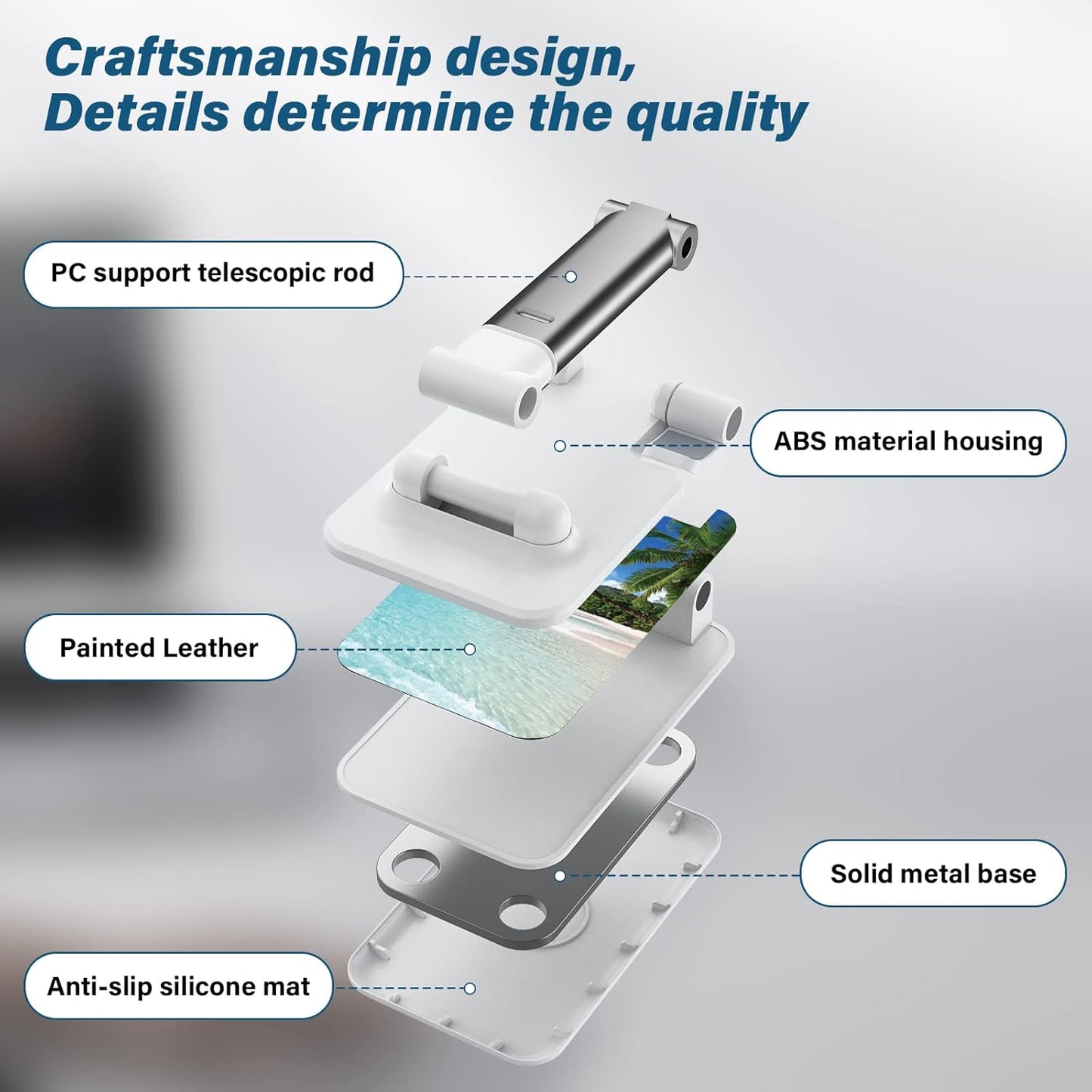 Desk Cell Phone Stand - Adjustable Angle-iPad Holder, Universal Compatible Phone Holder for Desk