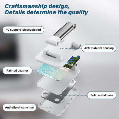Desk Cell Phone Stand - Adjustable Angle-iPad Holder, Universal Compatible Phone Holder for Desk
