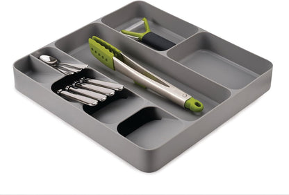Joseph Joseph DrawerStore Compact Utensil Organizer For Kitchen Drawer Silverware, Flatware Tray, Small, Grey