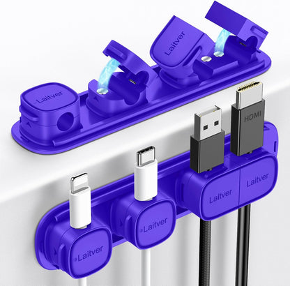 6 Pack Magnetic Cable Clips [1s Open/Lock], Laitver Cord Organizer Holder Strong Adhesive Desk Cable Management- Organize Charging Cords Neatly for Home, Office, Car,Desk, Nightstand