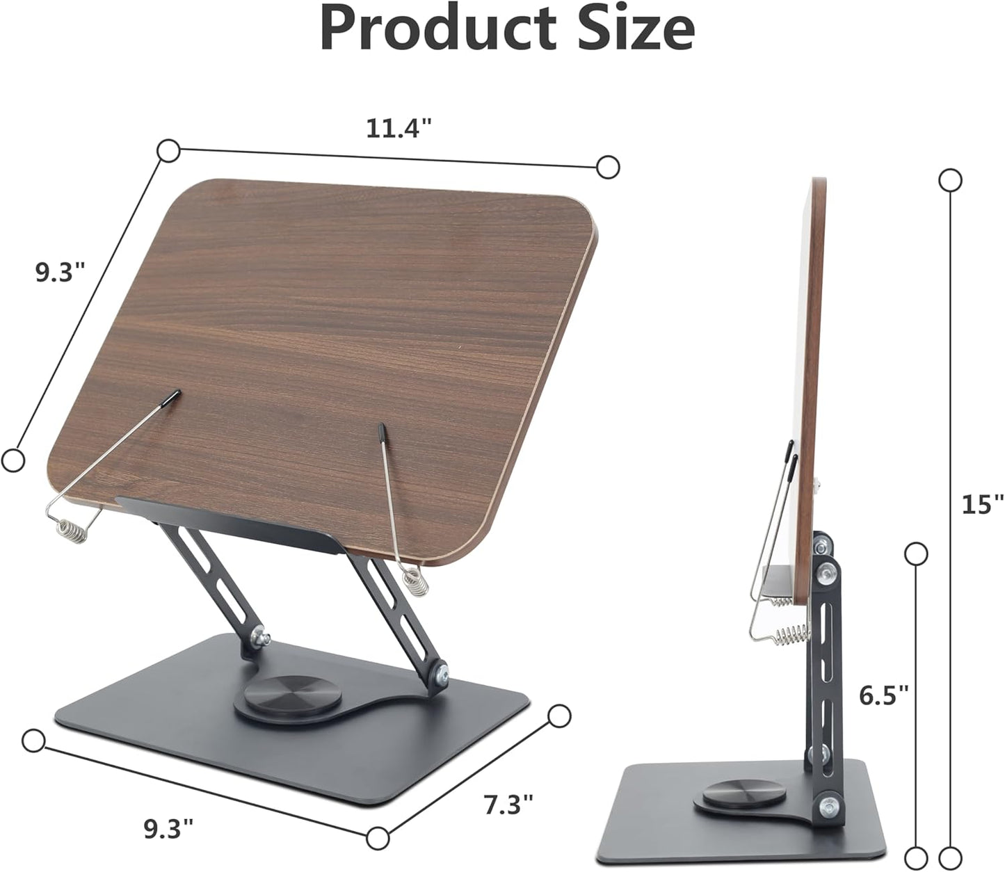 Book Stand for Reading, Multi-Angle & Height Book Holder with 360° Swivel Base, Lightweight Foldable Cookbook Stand for Kitchen, Office, Textbook, Recipe, Music Scores, Kindle, Tablet