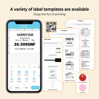 Memoqueen Thermal Label Maker - M110 Barcode Label Printer Portable Bluetooth Labeler Maker Machine for for Small Business, Address, Logo, Clothing, Mailing, with 40x30mm Label, Pink