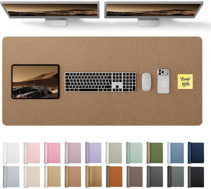 YSAGi Leather Desk Protector, Office Mat, Large Mouse Mat, Non-Slip PU Leather Blotter, Laptop Pad, Waterproof Writing Pad for Office and Home (Light Pink, 23.6" x 13.8") - Colors B