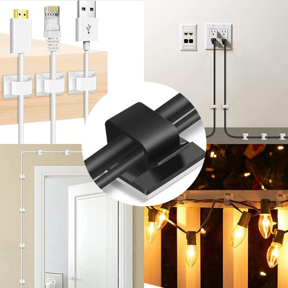 Cable Clips，50PCS Electrical Cord Management Adhesive Cable Wire Clip Wire Clips wall，Used for Cars, Offices, and Homes Cable Clips Cord Organizer（Black）