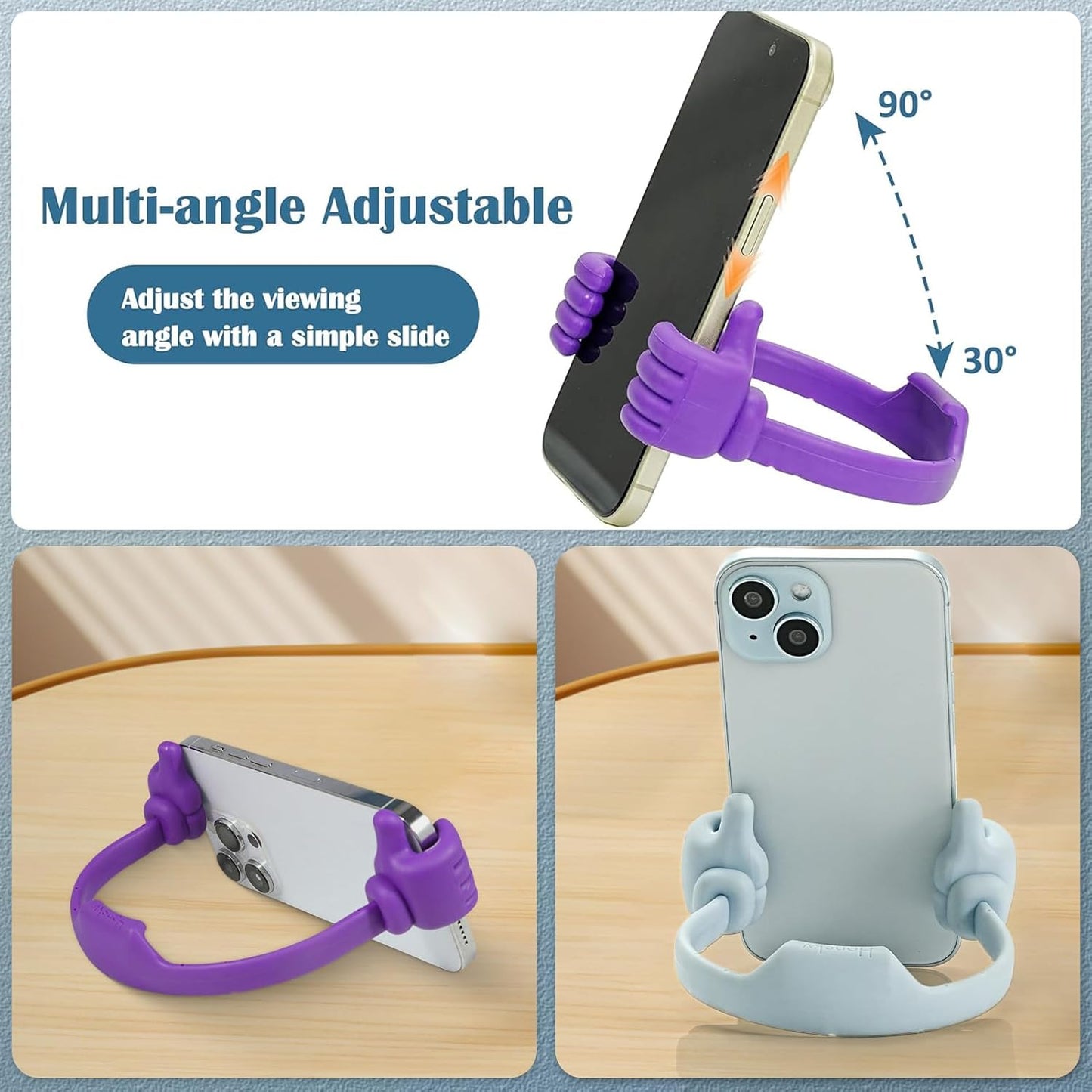 Honsky Thumbs-up Cell Phone Stand Holder,Tablet Stand Cradle for Desk Desktop Smartphone Cellphone Mobile Phone,Tablets - Universal, Adjustable Flexible,Blue