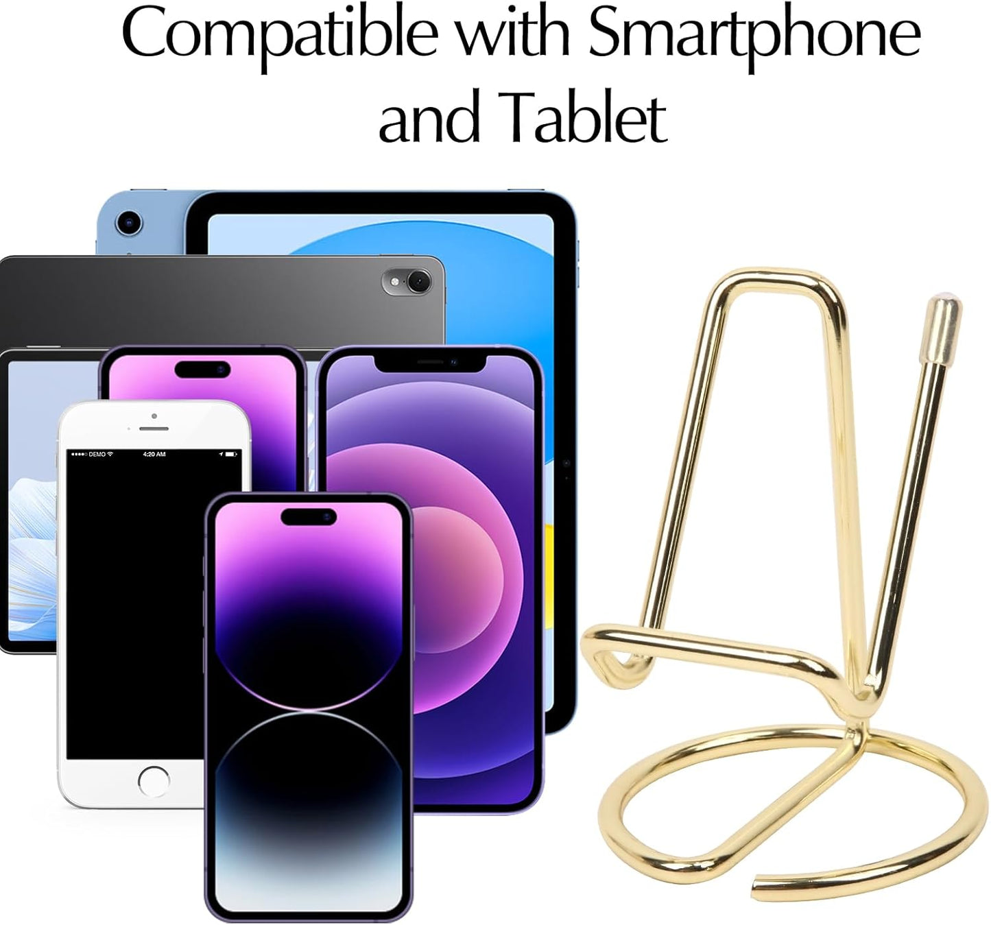 Phone Stand for Desk, Sturdy Metal Gold-Plated Phone Stand for Office Desk, Hands-Free Phone Charging Holder for Phone Calling and Watching Videos