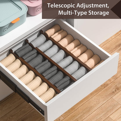 DUCOO 4 PCS Drawer Divider, 17"-22" Adjustable Bamboo Drawer Dividers Organizers, Expandable Separators for Kitchen, Clothes, Dressers, Home, Office