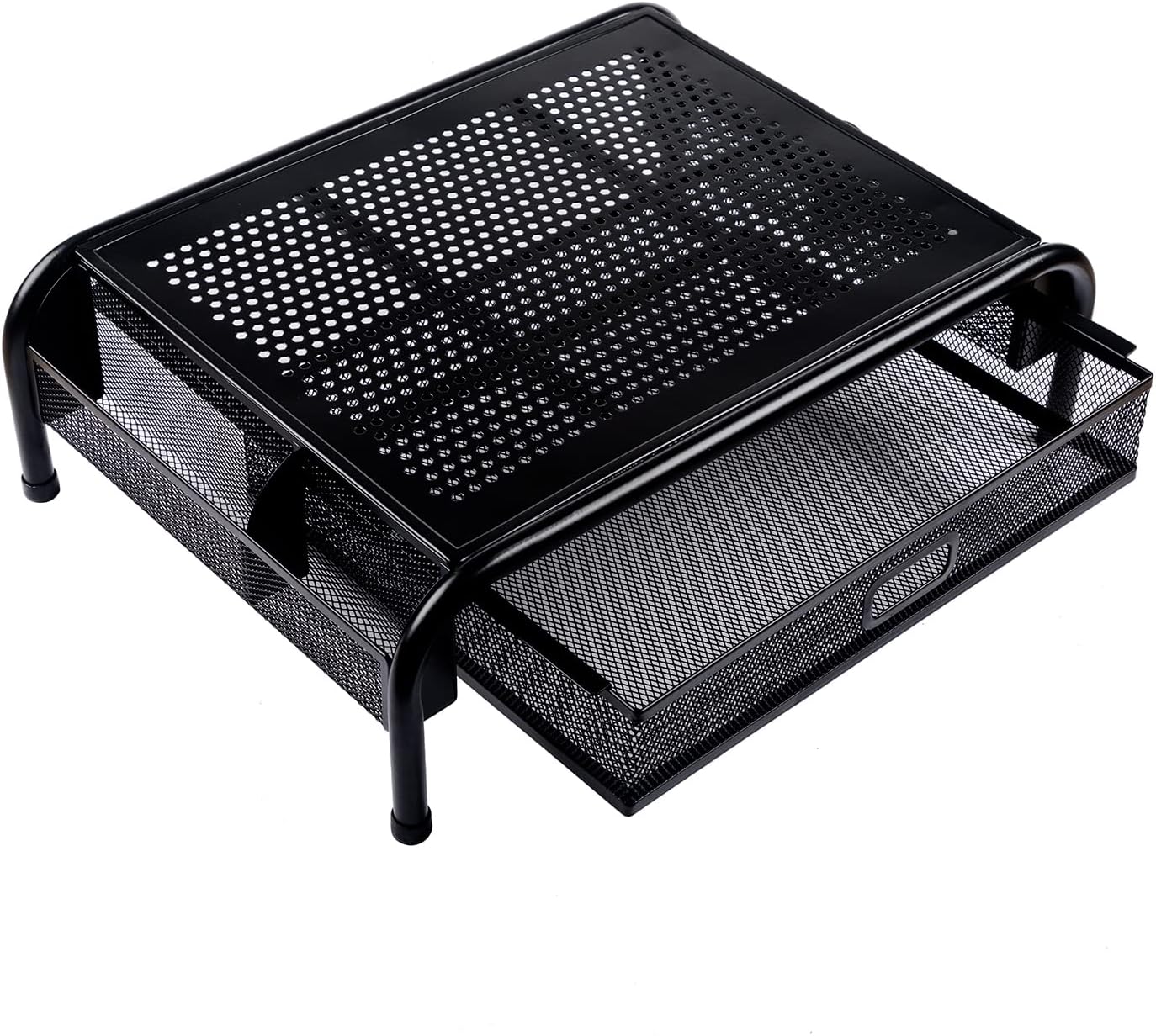 Mr. Pen- Metal Mesh Monitor Stand With Drawer, Computer Stand for Desk With Storage, Desktop Riser