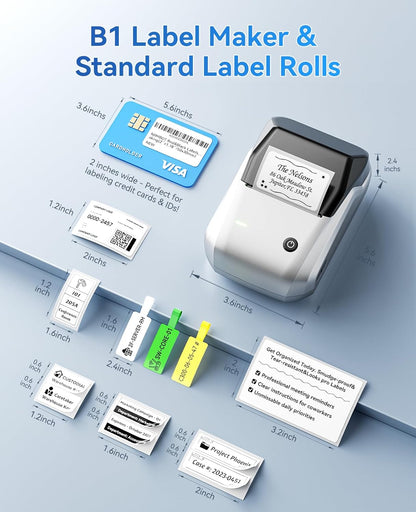 NIIMBOT B1 Label Maker Machine, Thermal Label Printer Easy to Use for Office, Home, Business, Came with 1 Roll White Label(Blue)