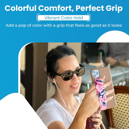 Switchbands Universal Phone Grip Strap – Customizable Phone Holder for Hand, Wireless Charging Safe Phone Handle Grip, Reuseable Phone Strap for iPhone, Samsung & Android Cases - Metallic Rose