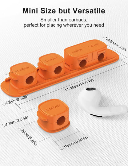 6 Pack Magnetic Cable Clips [1s Open/Lock], Laitver Cord Organizer Holder Strong Adhesive Desk Cable Management- Organize Charging Cords Neatly for Home, Office, Car,Desk, Nightstand