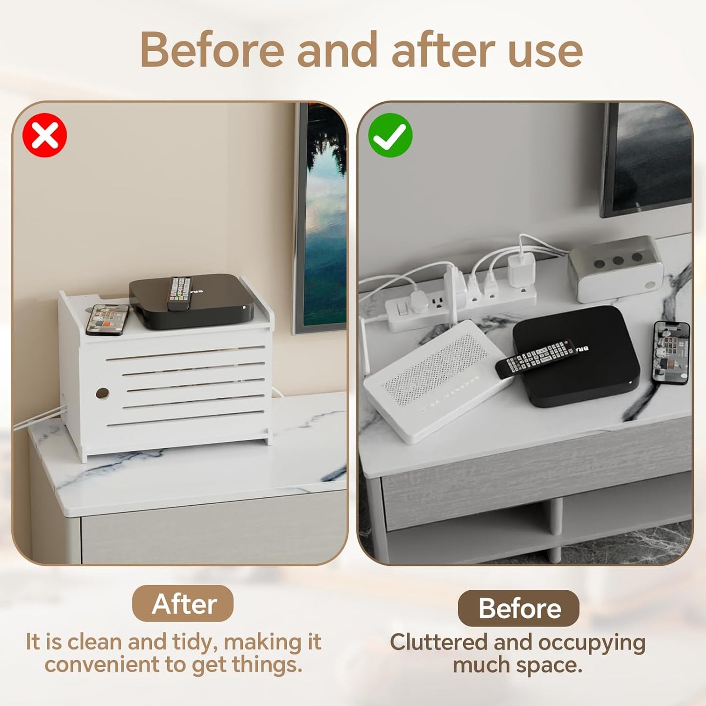 Wooden WiFi Router Storage Box Hider Shelf, Decorative Projector Box Hider Rack Countertop, for Cable, Modem, Internet, Router Power Cover Storage Organizer Cabinet Wall Mounted, Solid Wood