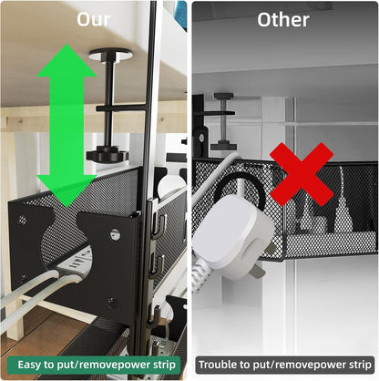 Multi-Model Under Desk Cable Management 2 Pack Metal Under Desk Wire Management Tray Clamp Mount Under Table Cord Management No Damage The Desk