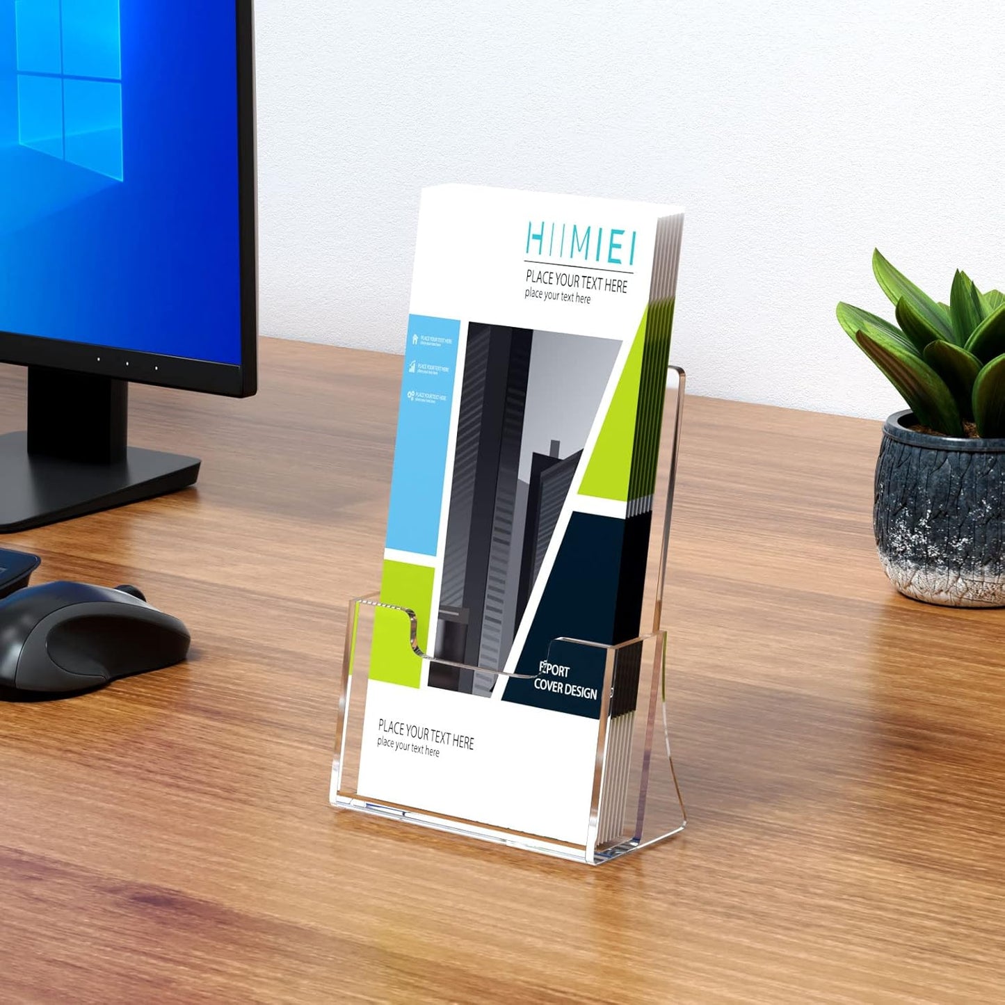 HIIMIEI Brochure Holder 8.5 x 11 inches, Acrylic Flyer Holder with 2 Pack, Plastic Stands for Displaying Magazines, Pamphlets, Literature, Brochures, Booklets, Menu