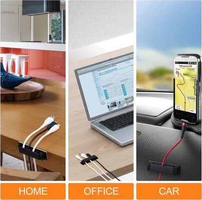 OIIKI Cable Organizer Cord Management for Desk 6 Packs, Self Adhesive Cord Holders Cable Clips Wire Organizer for Phone Computer Appliances Charger