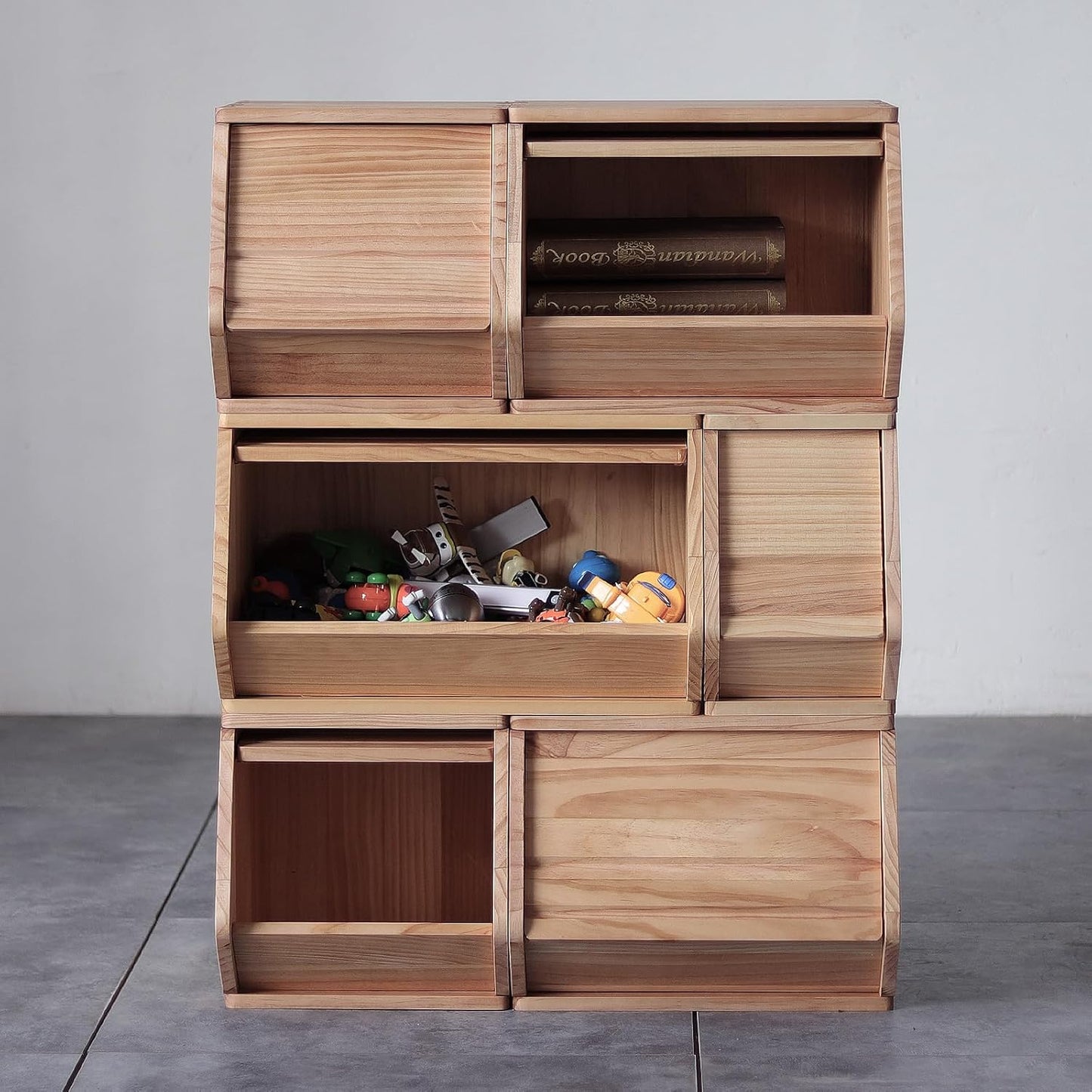 Stackable Solid Wood Storage Chest,Hall Entryway Cabinet,Bins with Lids,Modular Wooden Multi-use Box,Closet Storage Organizers,Drawers,Potato,Onion,Bread,Classify by Items,7.75”W(1 Pack)