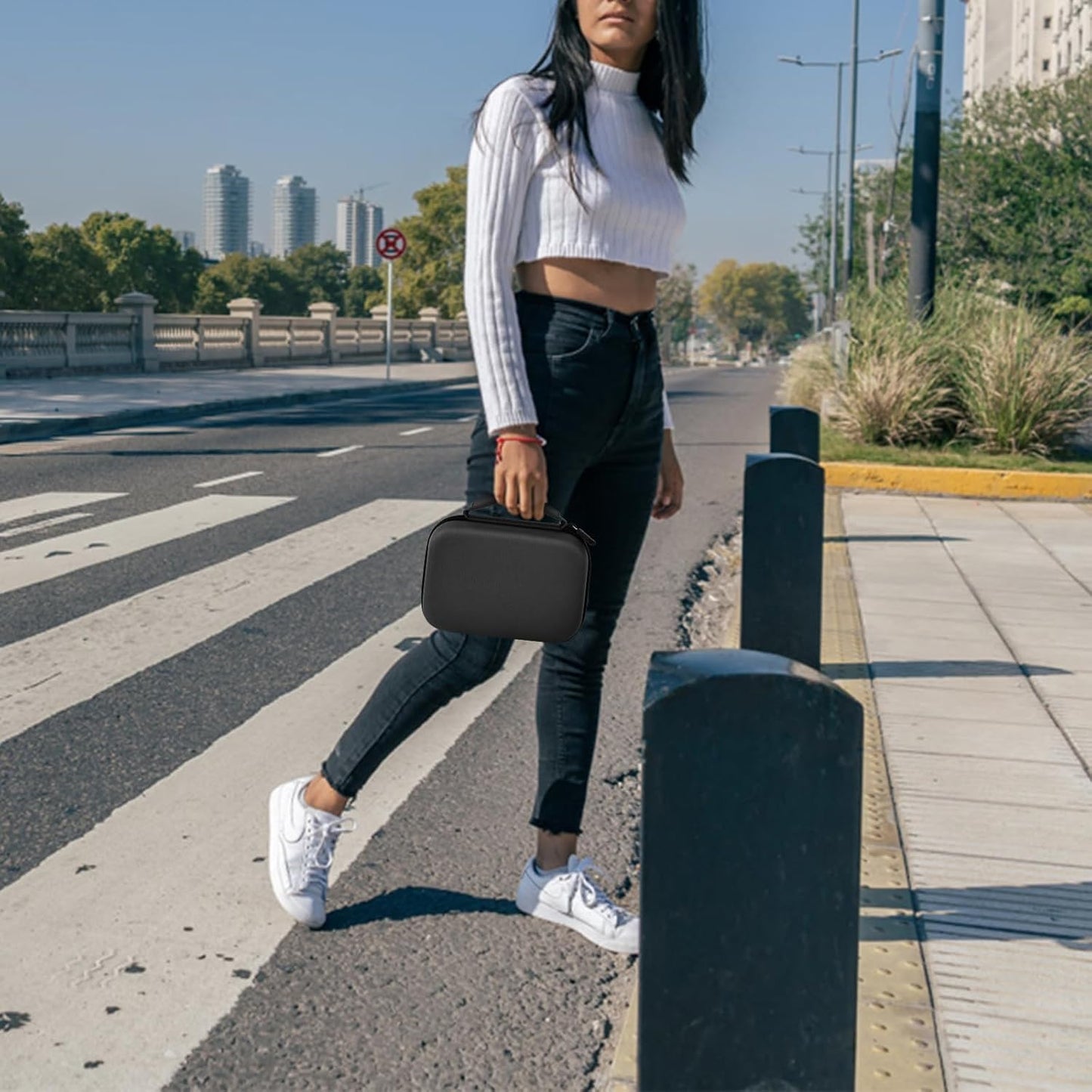 Boobowl Case Compatible with Phomemo M110 Label Maker - Portable Mini Bluetooth Thermal Label Maker Carrying Storage Bag for Printer Labels, USB Cable and Accessories (Box Only) - Orange
