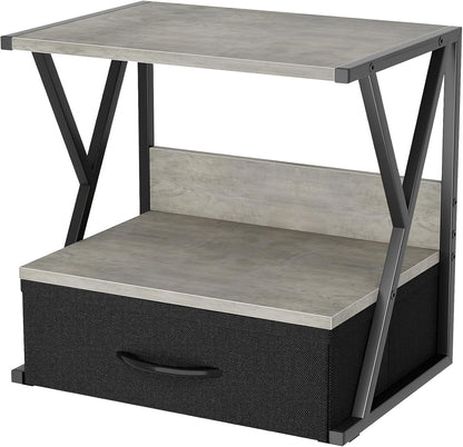 aboxoo Printer Stand for Desk with Storage Drawer, 2 Tier Desktop Or UnderDesk Shelf, Multi-Purpose Desk Organizer for Home Office, fit Fax Machine/3D Printer/Scanner, Rustic Brown