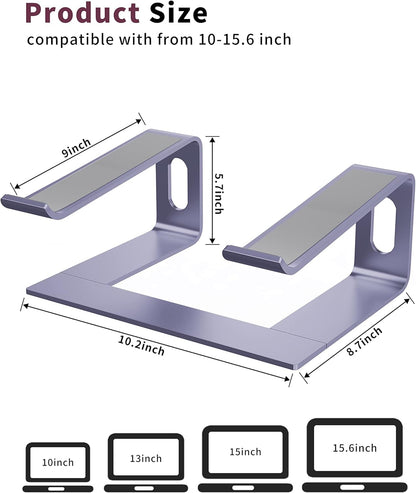 ALASHI Laptop Stand for Desk, Aluminum Computer Riser, Ergonomic Notebook Holder, Detachable Metal Laptops Elevator, PC Cooling Mount Support 10 to 15.6 Inches Notebook, Black