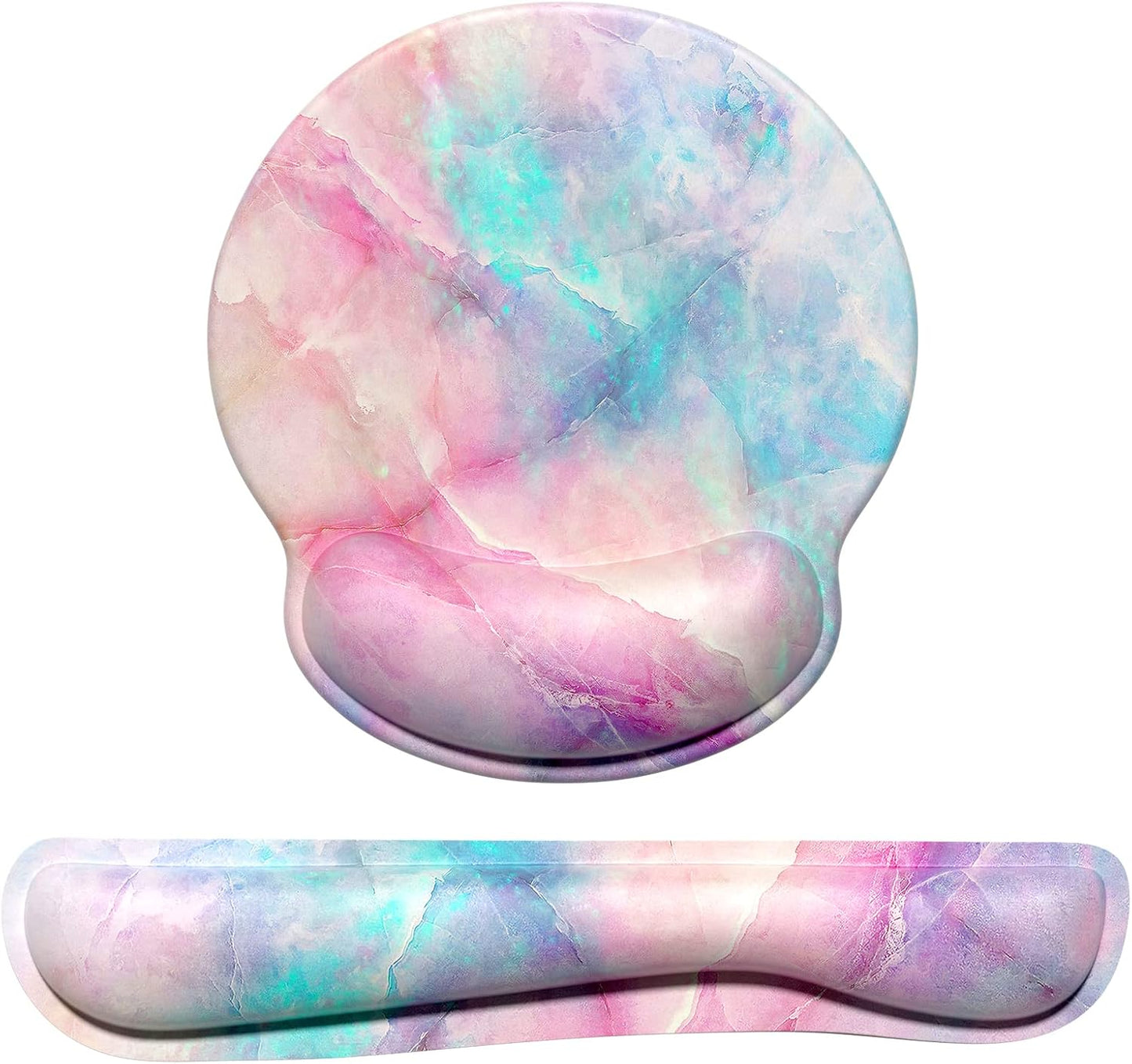 Dapesuom Keyboard Wrist Rest and Mouse Pad with Wrist Support, Cute Memory Foam Cushion for Keyboard and Mouse Set, Ergonomic Desktop Pad Rests with Non Slip Base for Easy Typing & Pain Relief, Pink