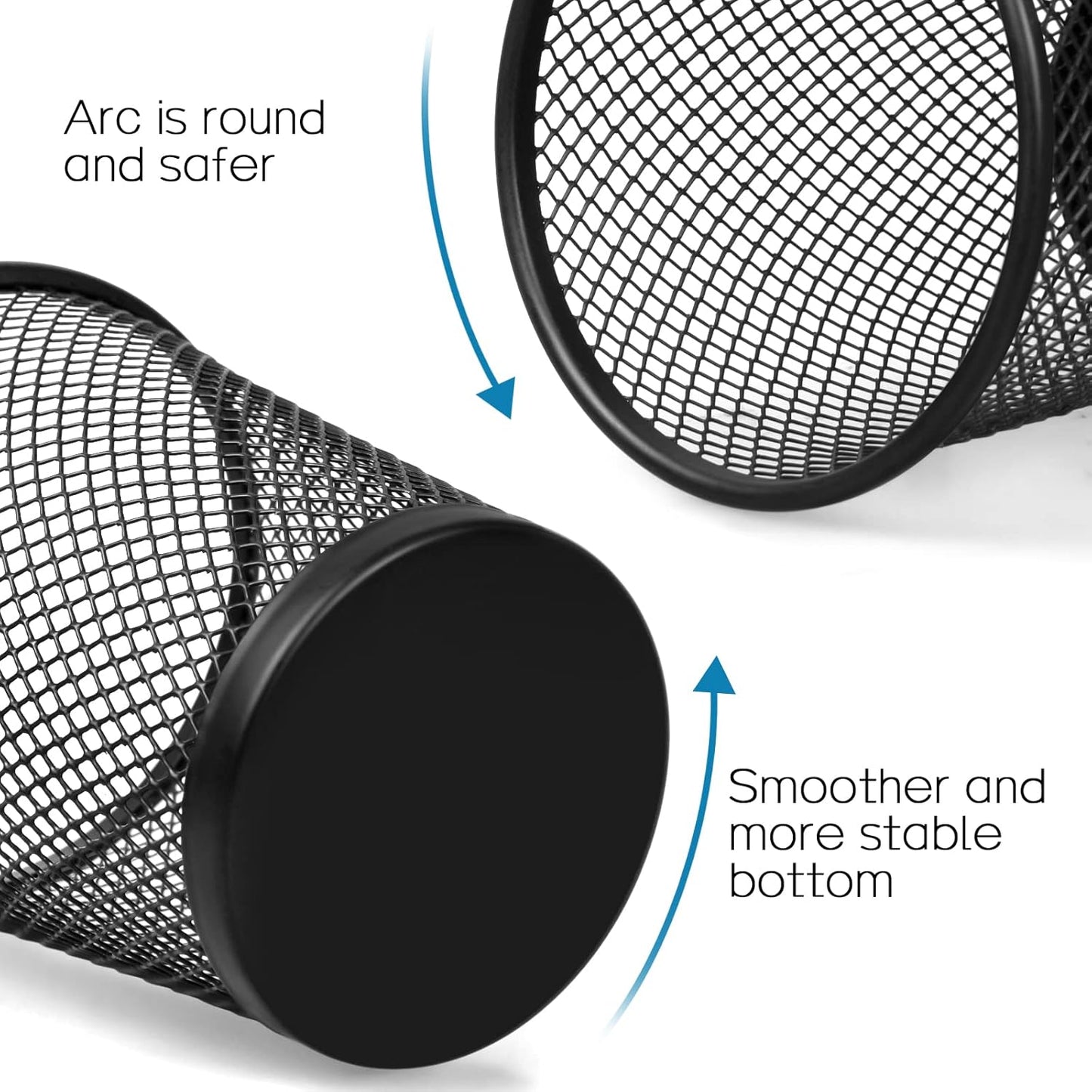 QYH Mesh Pencil Holder Metal Pen Cup Black for Desk 6 Packs, Office Caddy Storage