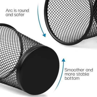 QYH Mesh Pencil Holder Metal Pen Cup Black for Desk 6 Packs, Office Caddy Storage