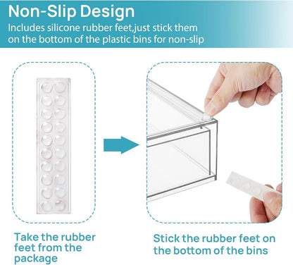 Vtopmart Stackable Storage Drawers Set of 4, Clear Plastic Organizer Bins for Bathroom Supplies,Ideal for Cabinet,Pantry,Laundry Room Organization