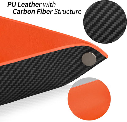 Valet Tray Organizer with Carbon Fiber Style Texture, Foldable Catchall Tray for Keys, Wallet & Everyday Essentials(Red)