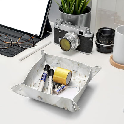 Valet Tray Catchall Trays Green Leaves Key Organizer Leather Tray Night Stand Organizer Bedside Vanity Trays Decor for Entryway Table
