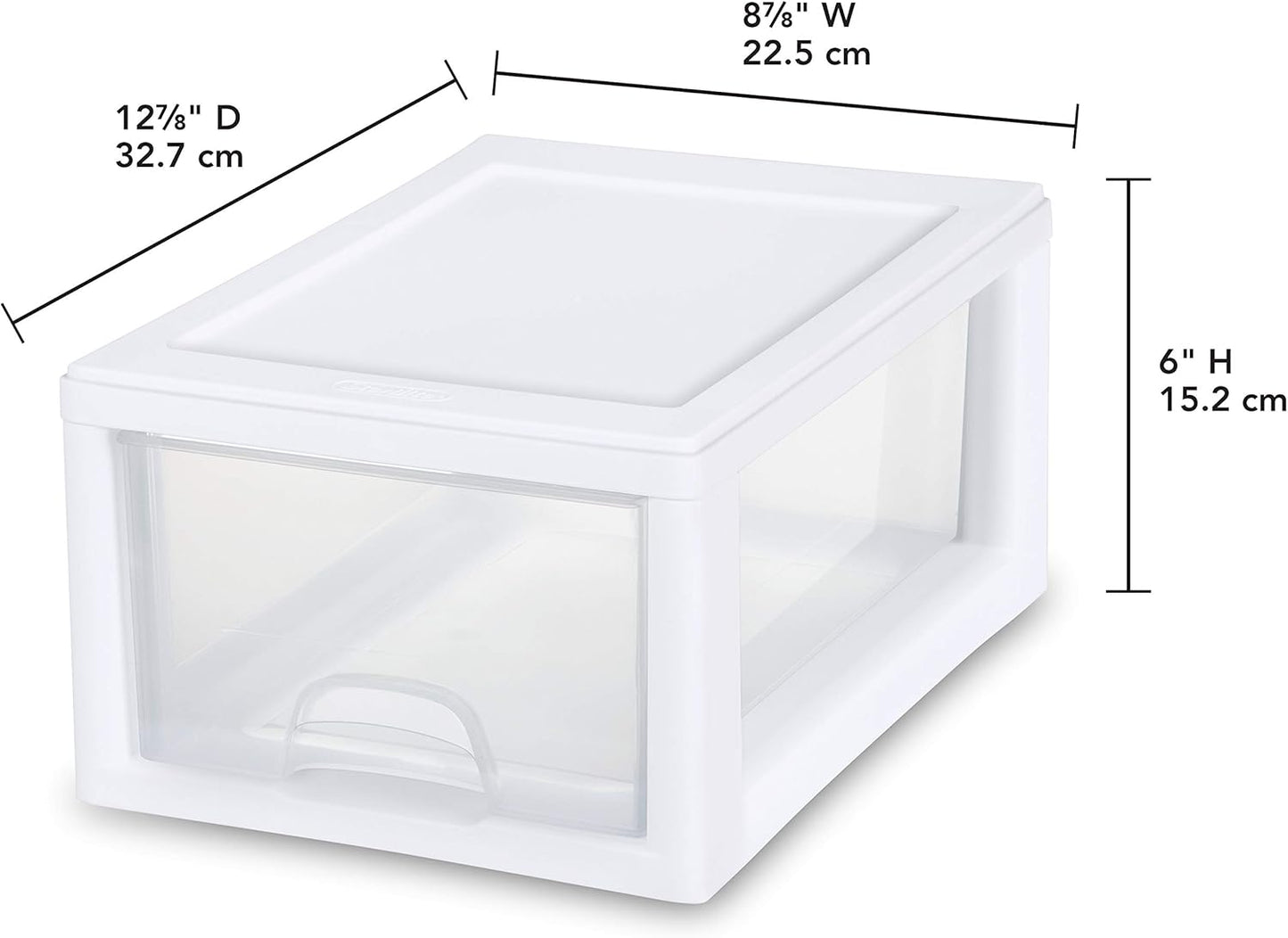 Sterilite 20518006 6 Quart/5.7 Liter Stacking Drawer, White Frame with Clear Drawer,(pack of 6)