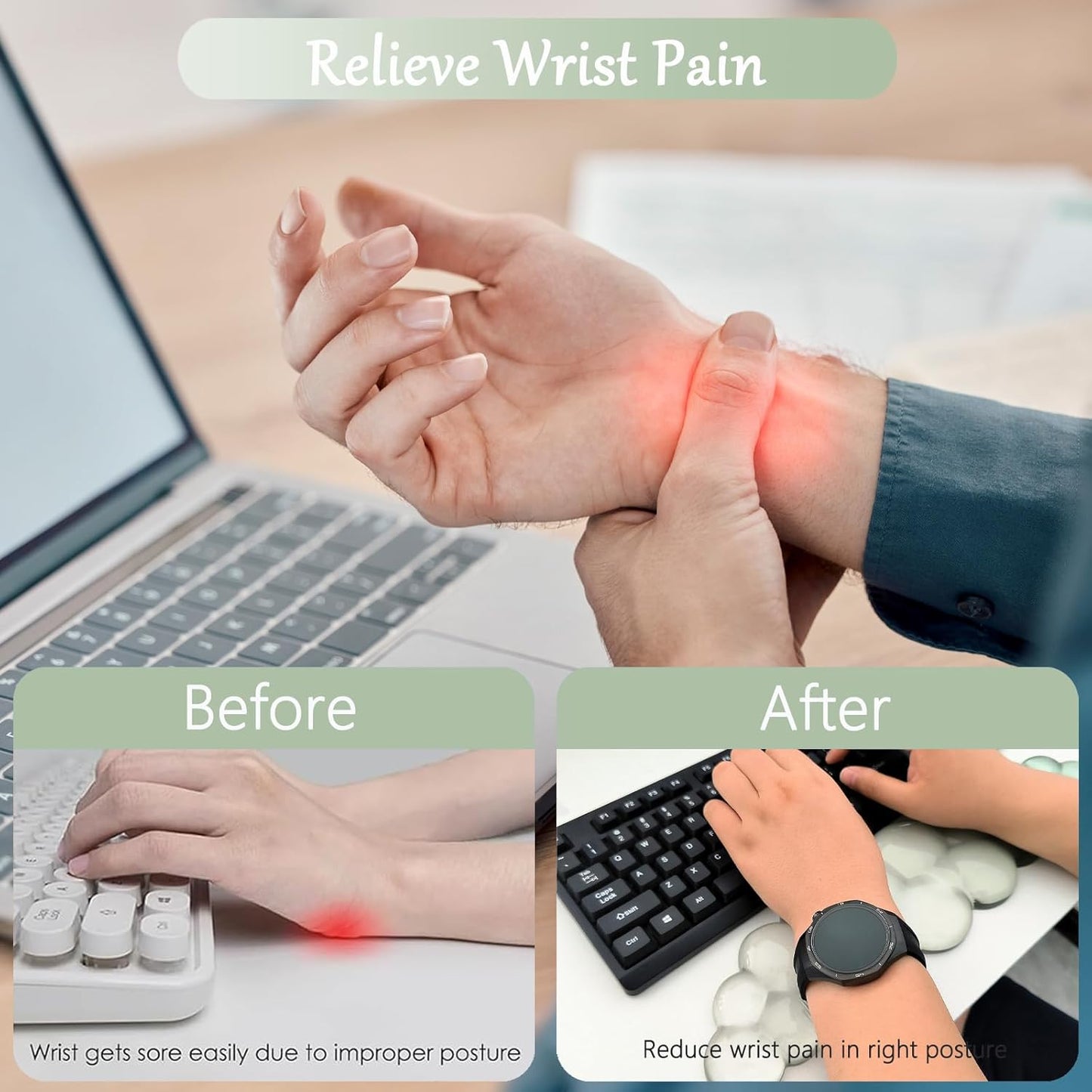 Gel Wrist Rest for Keyboard and Mouse Square Blue Plaid Clear Keyboard Wrist Rest Transparent Ergonomic Cute Checkered Mouse Wrist Pad Silicone Non-Slip Support for Computer Laptop Gaming Home Office