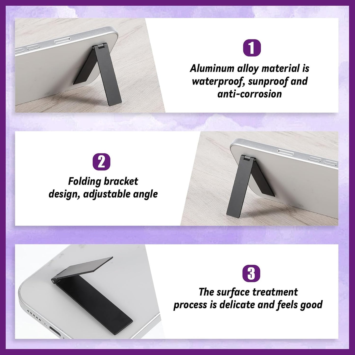2Packs Ultra-Thin Cell Phone Holder, Adjustable Mini Alloy Phone Stand Vertical and Horizontal Phones Stand Portable Foldable Phones Holder for Mobile-Phone Tablet