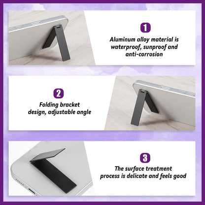 2Packs Ultra-Thin Cell Phone Holder, Adjustable Mini Alloy Phone Stand Vertical and Horizontal Phones Stand Portable Foldable Phones Holder for Mobile-Phone Tablet