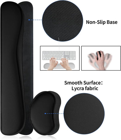 Bloss Leather Desk Pad and Keyboard Wrist Rest, Large Mouse Pad + Keyboard Pad+Mouse Wrist Support, Non-Slip Desk Mat Protector for Office, Home(31.5×15.7 Inches,Beige)