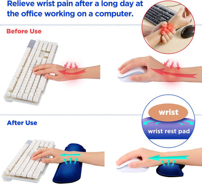 Gimars Upgrade Enlarge Silky and Superfine Fabric Gel Memory Foam Keyboard Wrist Rest Set, Ergonomic Keyboard Mouse Wrist Support for Typing Pain Relief, Comfort for Office, Gaming, Computer
