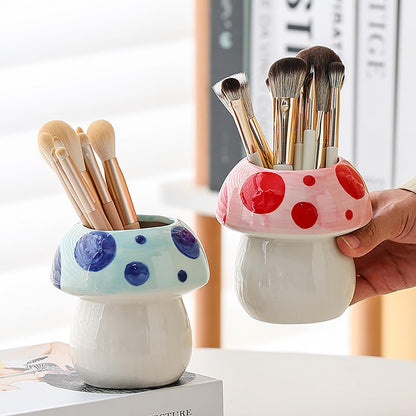 Generic Ceramic Mushroom Pencil Holder, Pink